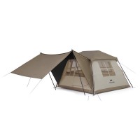 Палатка с навесом Naturehike Village CNK2300ZP022, коричневая большая