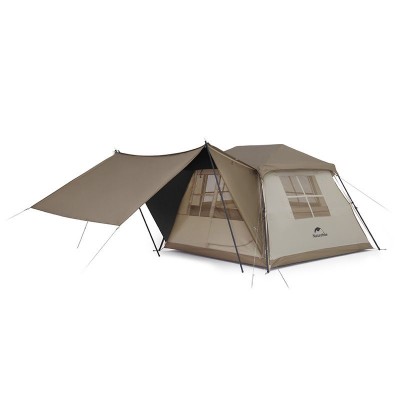 Палатка с навесом Naturehike Village CNK2300ZP022, коричневая большая
