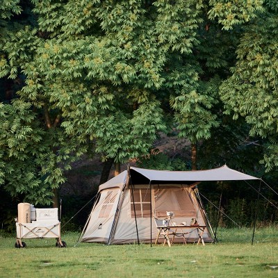 Палатка с навесом Naturehike Village CNK2300ZP022, коричневая большая