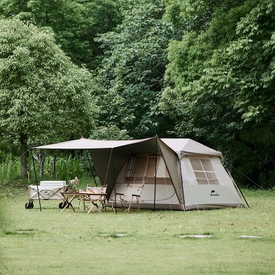 Палатка с навесом Naturehike Village CNK2300ZP022, коричневая большая