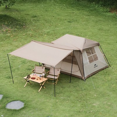 Палатка с навесом Naturehike Village CNK2300ZP022, коричневая большая
