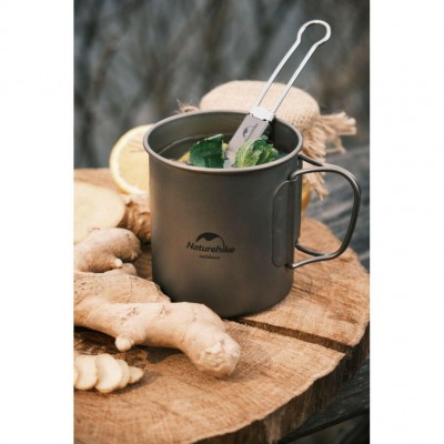 Ложко-вилка титановая складная Naturehike NH19C001-J серая с мешочком