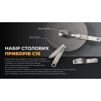 Набор столовых приборов Roxon C1S 3 in1 (ложка, вилка, нож), нержавеющая сталь.