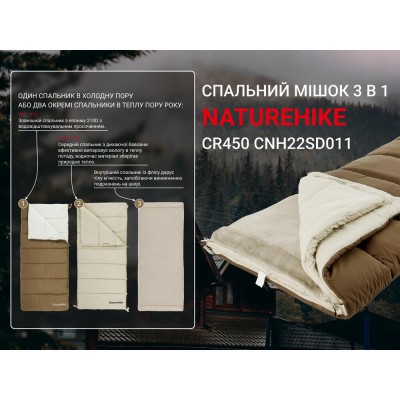 Спальний мішок 3 в 1 Naturehike CR450 CNH22SD011, коричневий