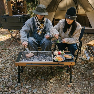 Раскладной стол комбинированный Naturehike NH21JU011, алюминий/бук