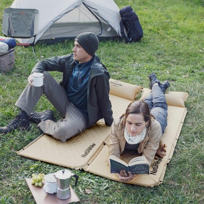 Коврик самонадувающийся с подушкой Naturehike NH15Q002-D, 25мм, бежевый