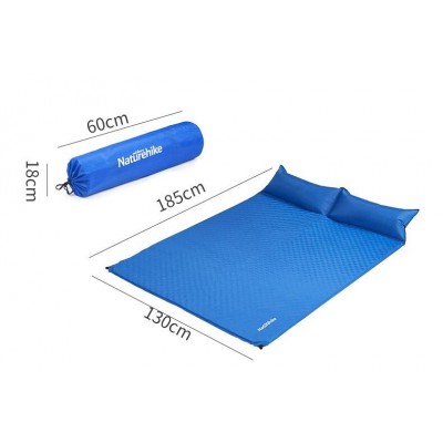 Коврик самонадувающийся двухместный с подушкой Naturehike NH18Q010-D, 25 мм, синий