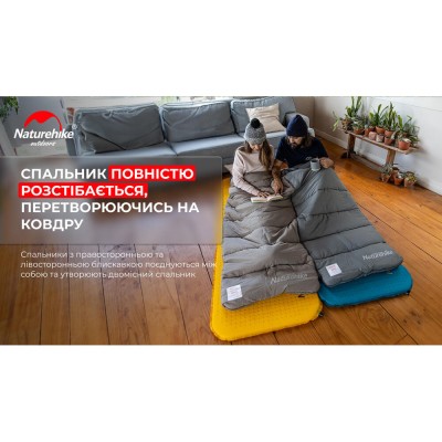Спальный мешок с капюшоном с обычным мешком для хранения Naturehike M180 CNK2350WS023 левый, светло-зеленый