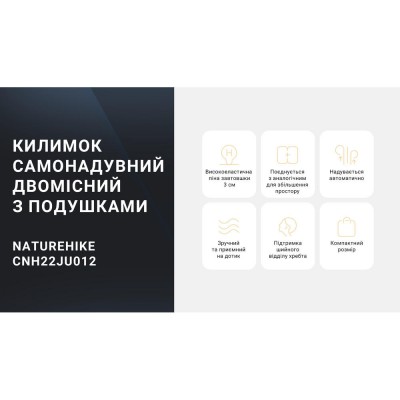 Самонадувающийся коврик двухместный с подушкой Naturehike CNK2300DZ014, 30 мм, бежевый.