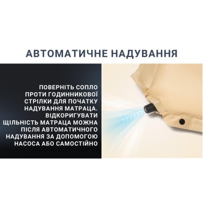 Самонадувающийся коврик двухместный с подушкой Naturehike CNK2300DZ014, 30 мм, бежевый.