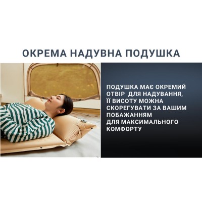 Самонадувающийся коврик двухместный с подушкой Naturehike CNK2300DZ014, 30 мм, бежевый.
