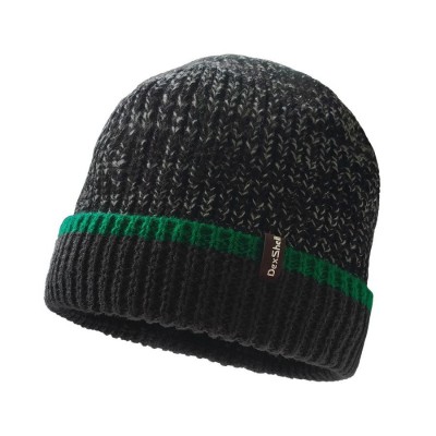 Шапка водонепроницаемая Dexshell Cuffed Beanie, р-р S/M (56-58 см) черная с зеленой полосой