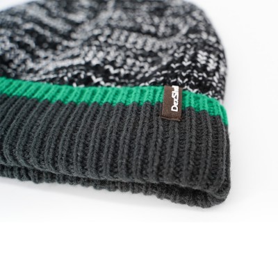 Шапка водонепроницаемая Dexshell Cuffed Beanie, р-р S/M (56-58 см) черная с зеленой полосой