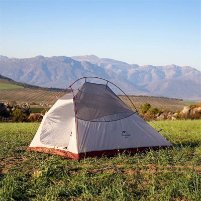Палатка сверхлегкая одноместная с футпринтом Naturehike Cloud Up 1 Updated NH18T010-T, 20D, серо-красный