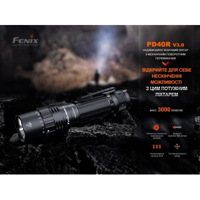 Фонарь ручной Fenix PD40R V3.0, 3000 lm