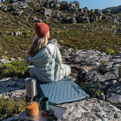 Самонадувающийся матрас сверхлегкий одноместный овальный Naturehike CNK2300DZ013, 35 мм, голубой