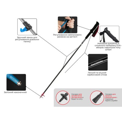 Трекинговая палка Naturehike ST07 NH18D010-Z, 115-135 см, бордовая