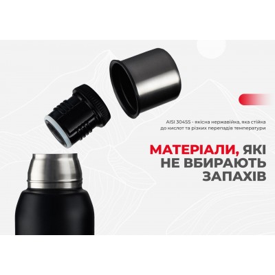 Термос Naturehike Q-9H NH19SJ010, 304 сталь, 1.0 л, черный