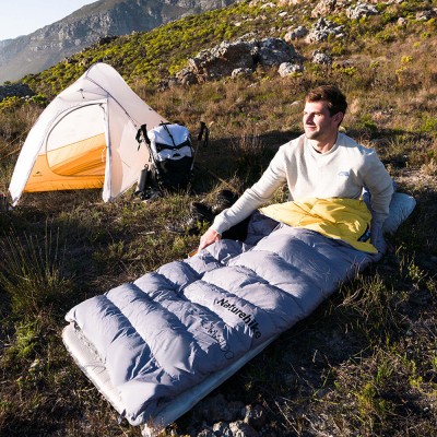 Спальник с натуральным пухом Naturehike CW400 NH18C400-D, р-р L, желто-серый