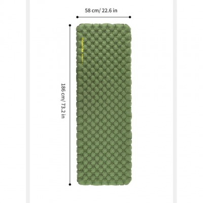 Матрац надувний надлегкий Naturehike CNK2450WS014, із мішком для надування, прямокутний зелений 186 см