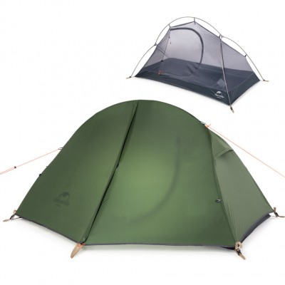 Палатка сверхлегкая одноместная с футпринтом Naturehike Cycling 1 NH18A095-D, 210T, темный зеленый