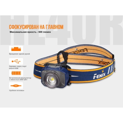 Фонарь налобный Fenix HL40R Cree XP-LHIV2 LED серый