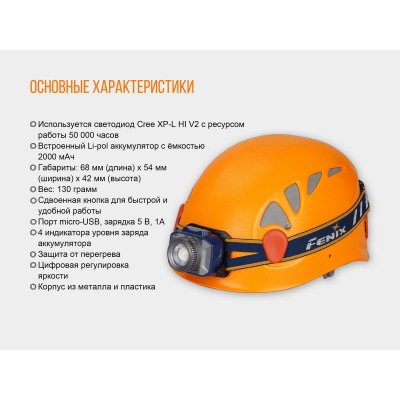 Фонарь налобный Fenix HL40R Cree XP-LHIV2 LED серый
